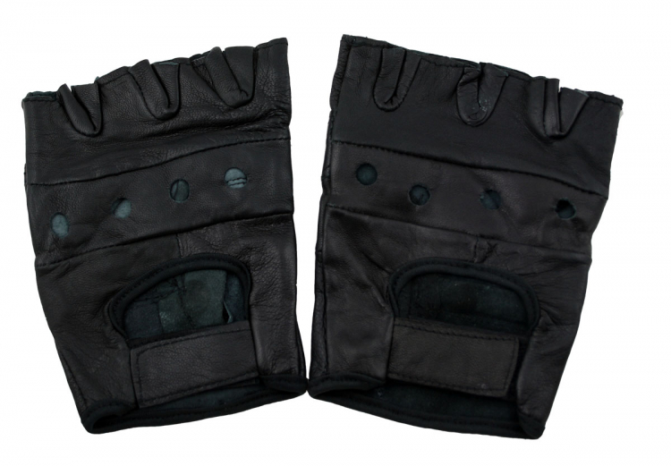 Leder Handschuhe Fingerlos schwarz S - XXL
