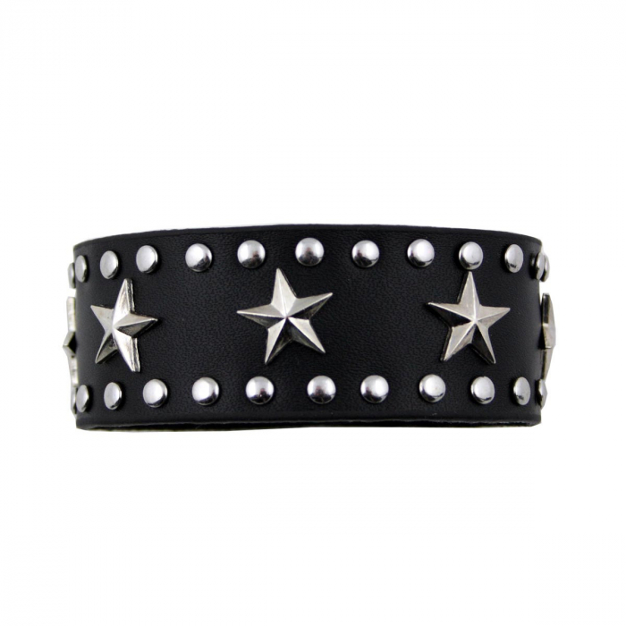 Armband Leder Schwarz Stern