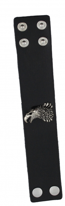 Armband Leder schwarz mit Motivnieten Krähe