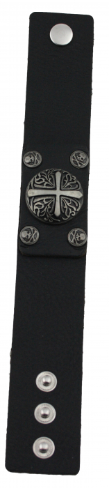 Armband Leder schwarz mit Motivnieten Roman