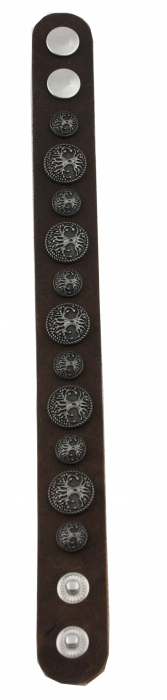 Armband Leder braun mit Motivnieten Baum des Lebens