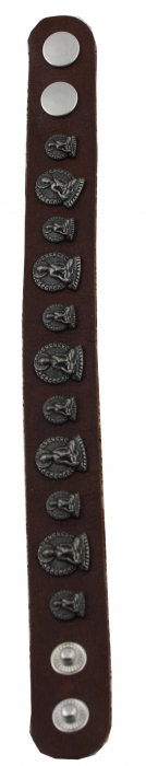 Armband Leder braun mit Motivnieten Buddha