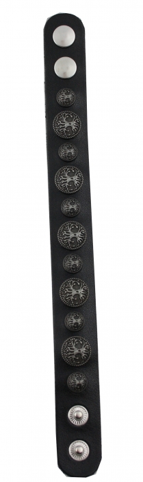 Armband Leder schwarz mit Motivnieten Baum des Lebens