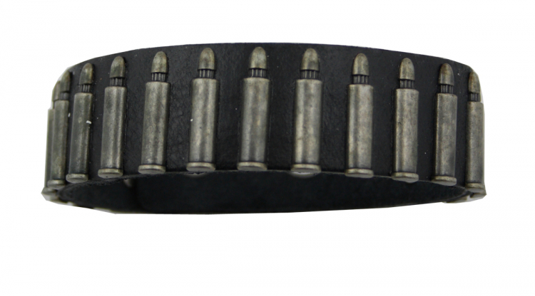 Armband Leder schwarz mit Motivnieten Bullet