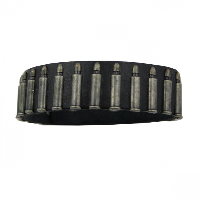 Armband Leder schwarz mit Motivnieten Bullet