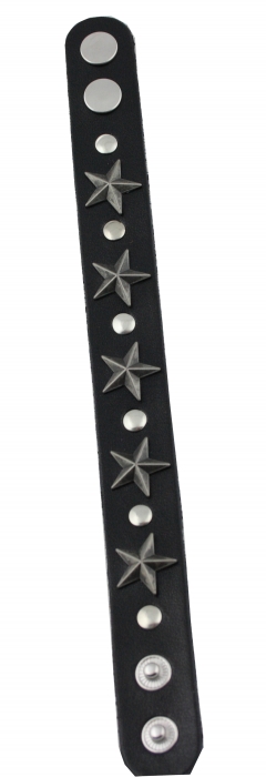 Armband Leder schwarz mit Motivnieten Star