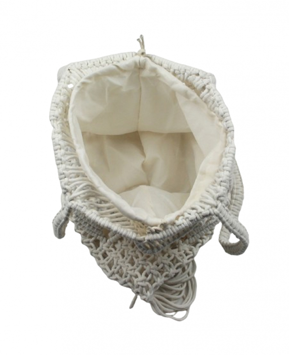 Makramee Tasche Damen Schultertasche Häkeltasche Fransen Geflochten beige MT 12