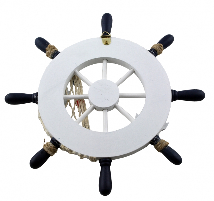 Maritimes Deko Steuerrad aus Holz im Seedesign Durchmesser ca. 23cm