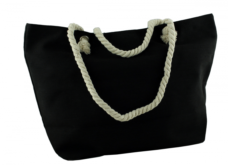 Shopper Strandtasche Handtasche Damentasche mit Reißverschluss Anker 02 schwarz