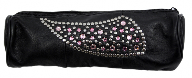 Kosmetiktasche Leder Strass Swarovski-Elements