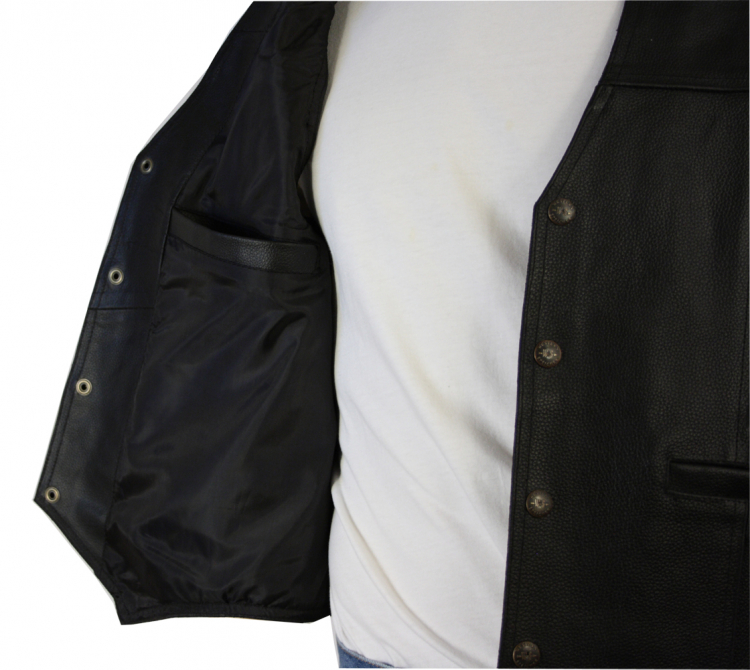 WESTERN-SPEICHER Herren Rindlederweste Leder Weste Biker Kutte schwarz S bis 5XL