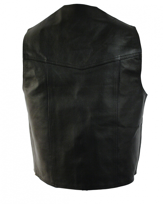 WESTERN-SPEICHER Herren Rindlederweste Leder Weste Biker Kutte schwarz S bis 5XL